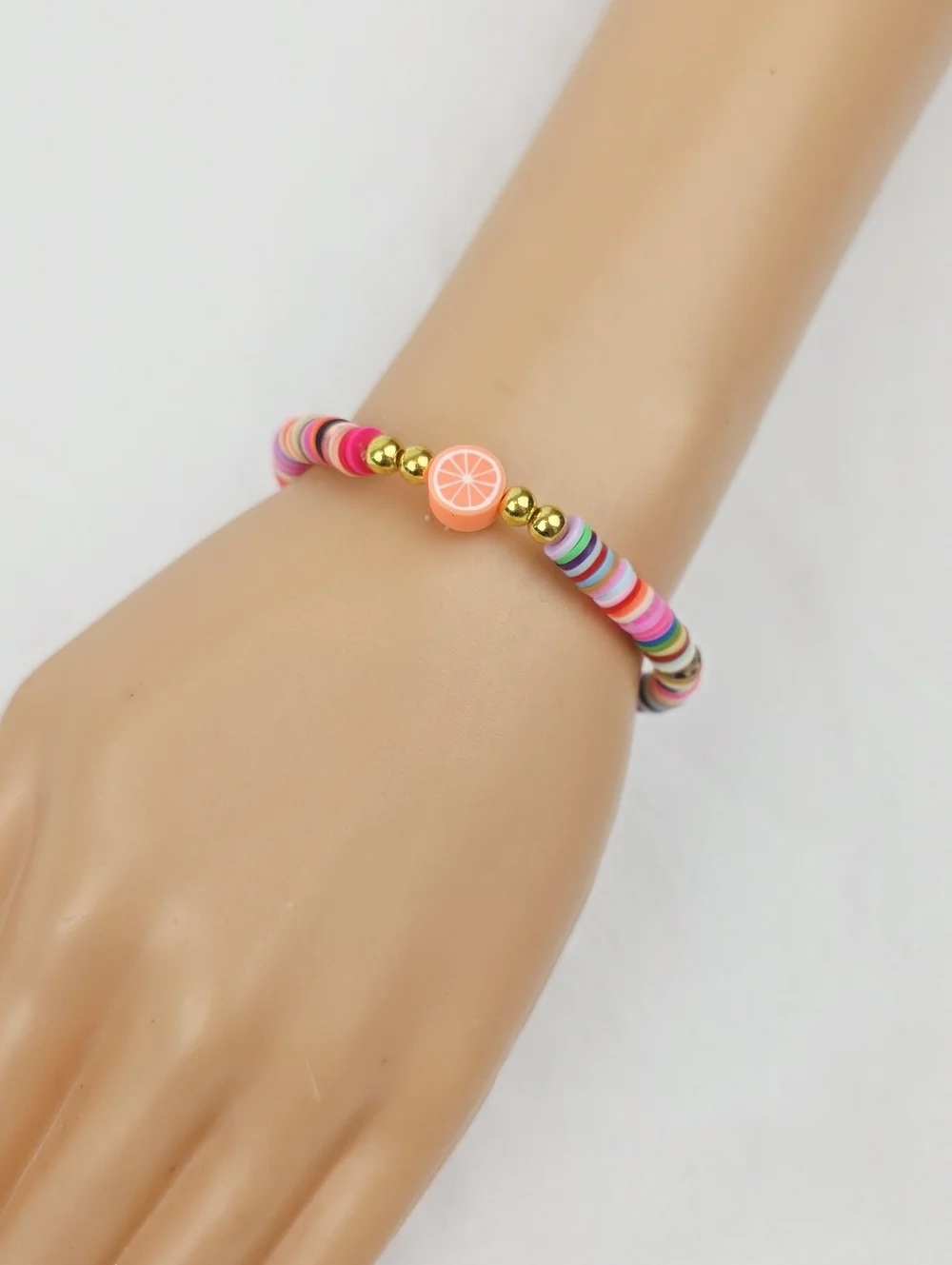 Handmade Clay Bead Multi Color Fruit  Bracelet